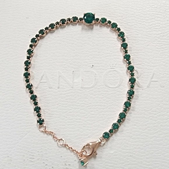 Pandora Tennis Bracelet with Green Stones - Picture 2 of 8